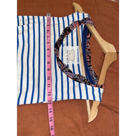 Anthropologie White Paisley Ruffle Hem Striped Sleeveless Top Women's Size XS - Picture 6 of 9